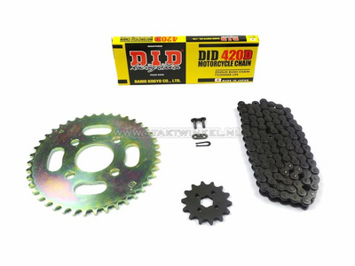 Sprockets and chain set, Dax replica, standard +1