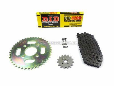 Sprockets and chain set, Dax replica, standard +2