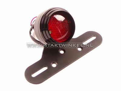 Taillight single 70mm round, LED, red glass, E-mark