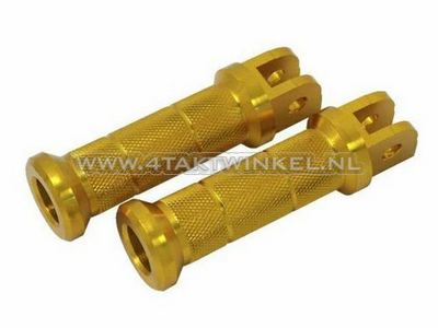 Footpegs foldable, universal, thick, aluminum, gold