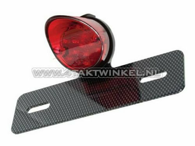 Taillight single round, LED, red glass