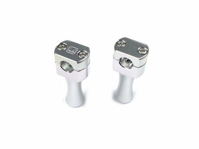 Handlebar clamps / risers, universal, round base, 100mm, silver