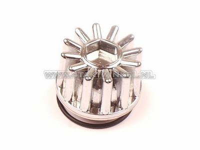 Cylinder head cover, valve cap, chrome cooling fins, fits SS50, C50, Dax