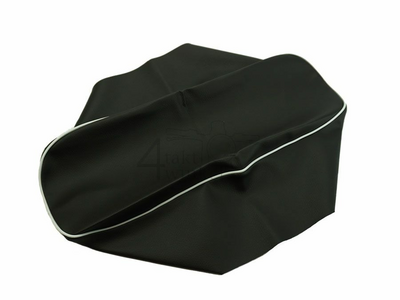Seat cover, fits CD50 black, white piping