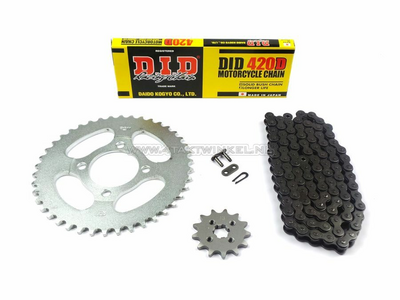 Sprockets and chain set, CD50 standard +1, DID
