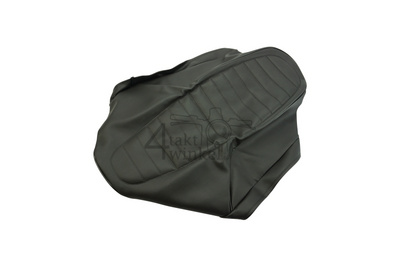 Seat cover, black, black piping, long model, fits SS50 K3