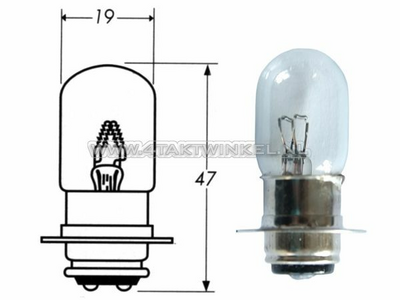 Bulb headlight PX15d, dual, 6 volts, 25-25 watts, e.g. C50