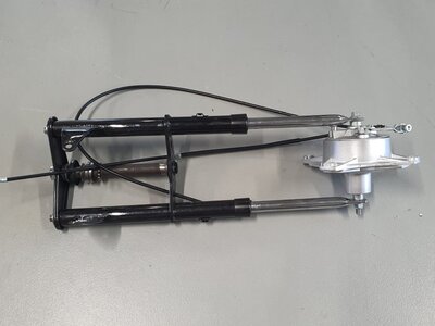 Front fork complete, Dax, old type, with drum brake, black 2nd chance product