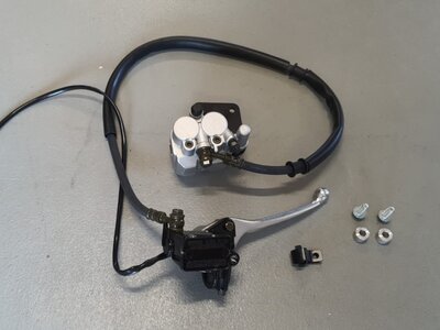 Caliper set + brake pump, upgraded for Skyteam, Zhenhua, double piston 2nd chance product