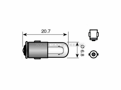 Bulb BA7s, single, 12 volt, 2 watt